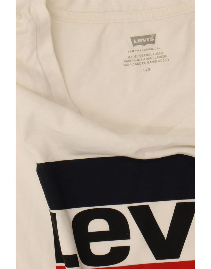 LEVI'S Mens Graphic T-Shirt Top Large White Cotton Vintage Levi's and Second-Hand Levi's from Messina Hembry 