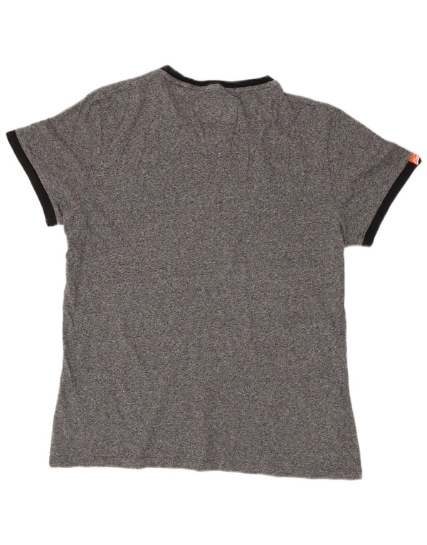 Superdry Mens T-Shirt Top XL Grey Flecked Cotton