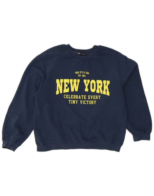 Ženska trenirka Zara New York Graphic UK 14 srednje tamnoplava