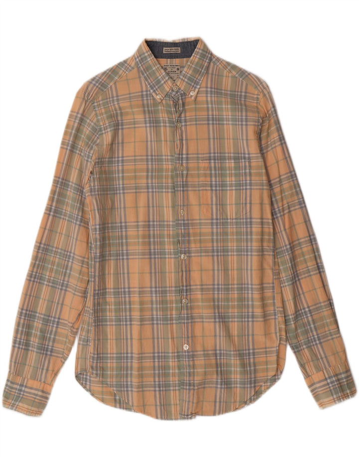 J. CREW Mens Tailored Fit Shirt Small Orange Check
