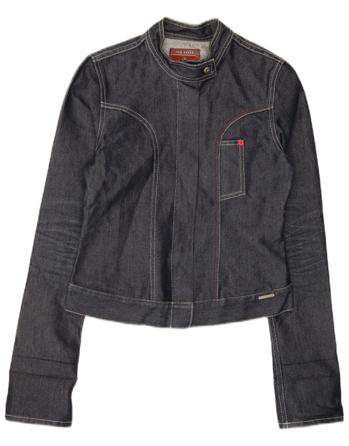 TED BAKER Ženska jakna od kratkog trapera veličine 2 Mala siva pamučna