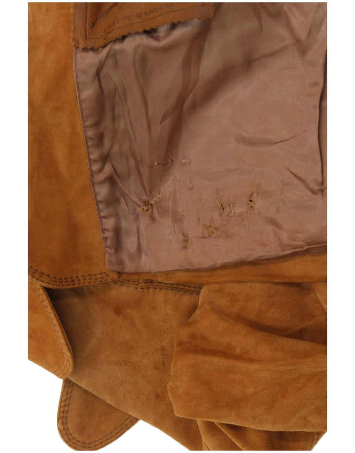 VINTAGE Ženska jakna od brušene kože s 3 gumba UK 8 Mala, bež antilop