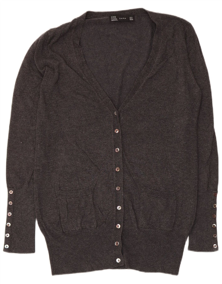 Zara ženski kardigan pulover UK 14 Large Grey Rayon