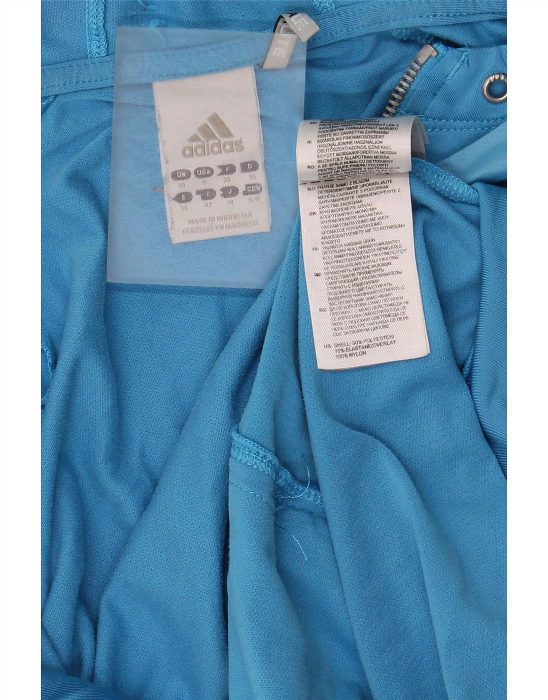 Adidas ženski pulover s kapuljačom s patentnim zatvaračem UK 10 mali plavi poliester