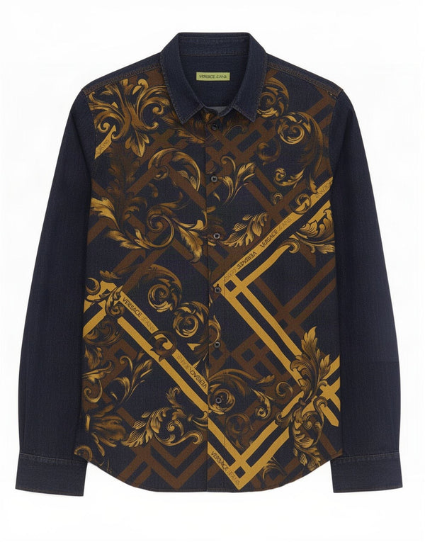Versace muška grafička košulja XS, crni pamuk
