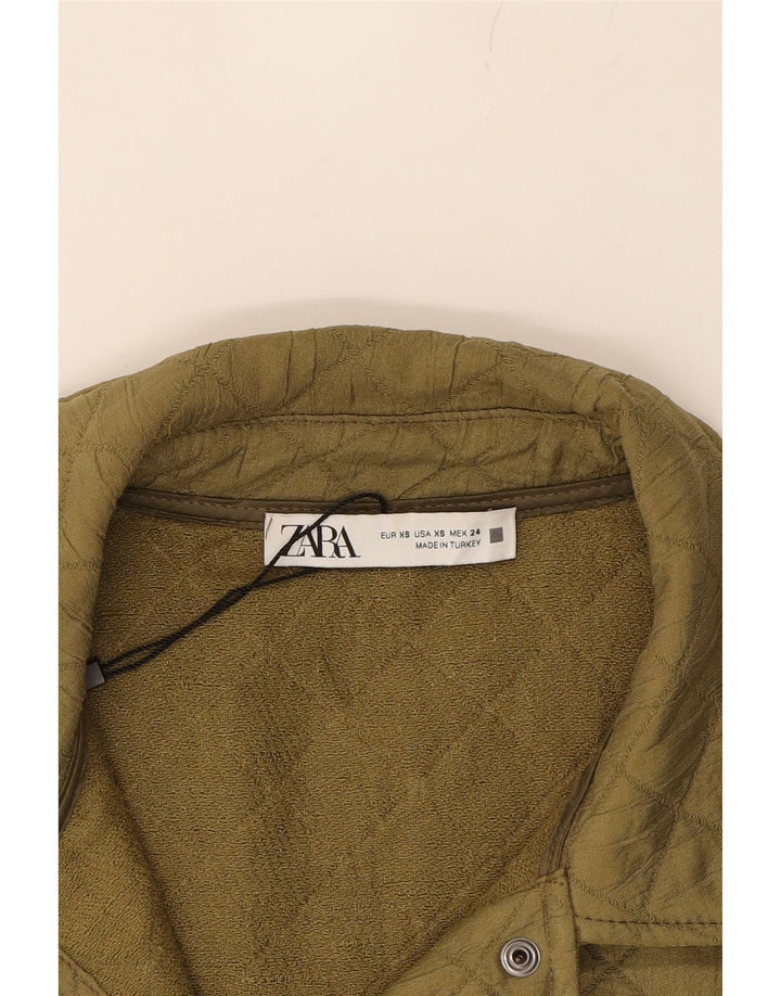 ZARA Womens Oversized Quilted Gilet UK 6 XS Khaki Polyester Vintage Zara and Second-Hand Zara from Messina Hembry 