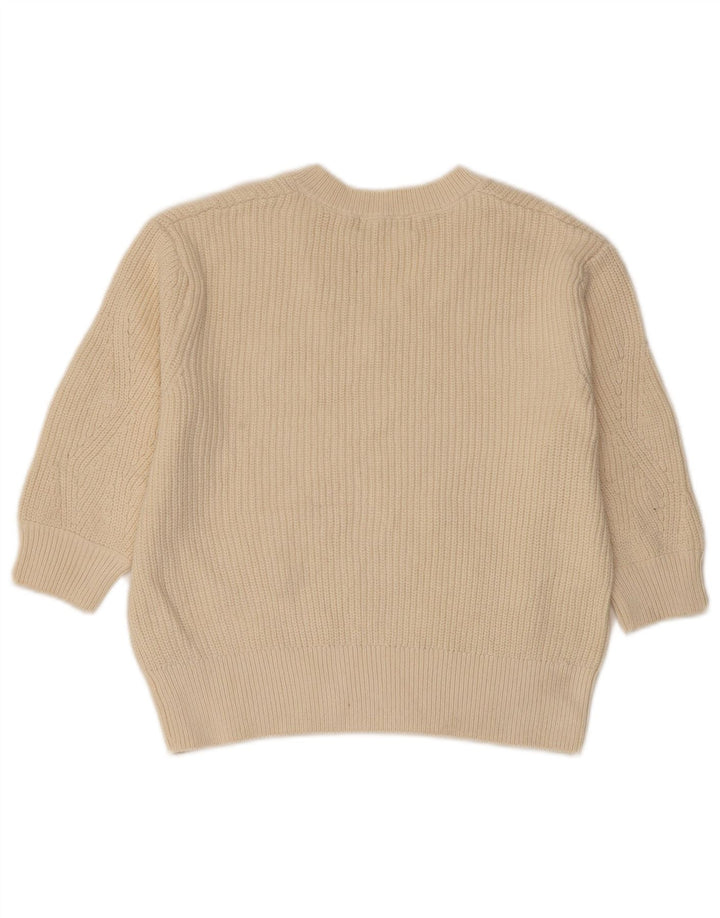 MARKS & SPENCER Ženski kratki džemper s V-izrezom UK 10 Small Beige