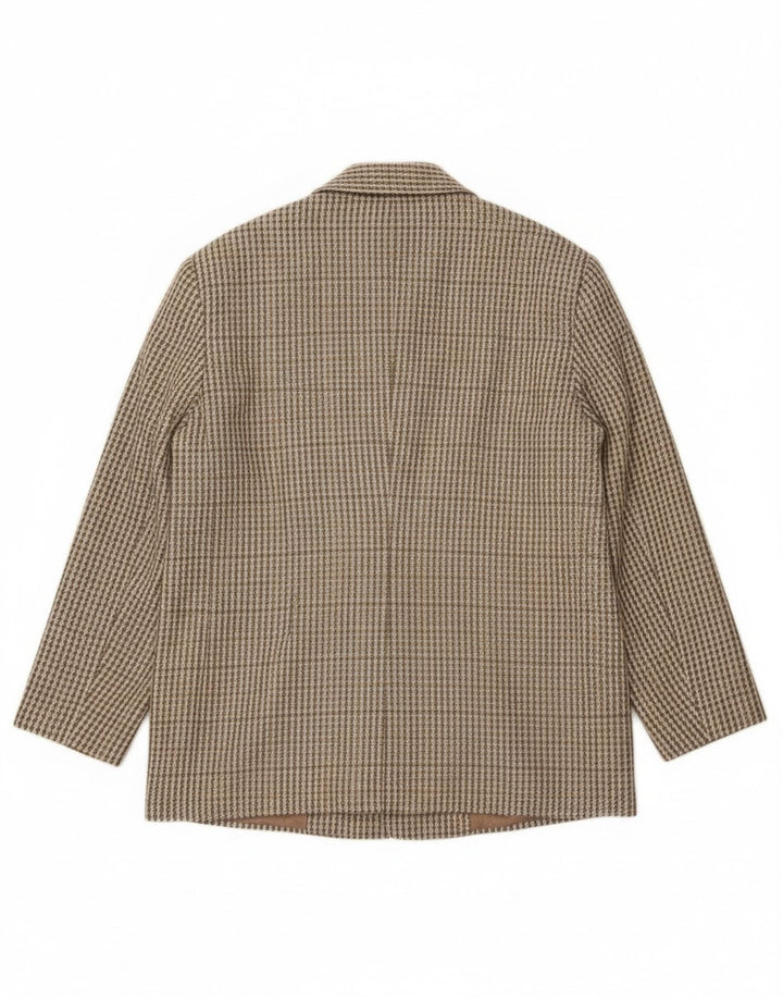 Vintage ženska jakna sa 2 gumba IT 46 Large kaki gingham vuna