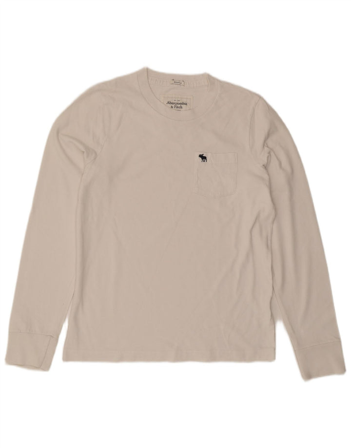 Abercrombie & Fitch muška majica dugih rukava srednje bijele boje