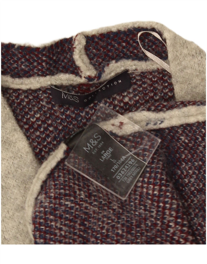 Marks & Spencer ženski dugi kardigan pulover UK 16 veliki sivi karirani