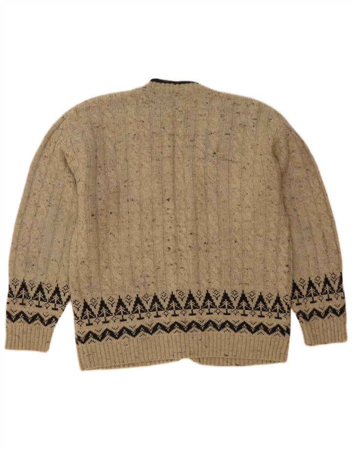 Vintage muški kardigan džemper IT 50 Srednje siva Fair Isle vuna