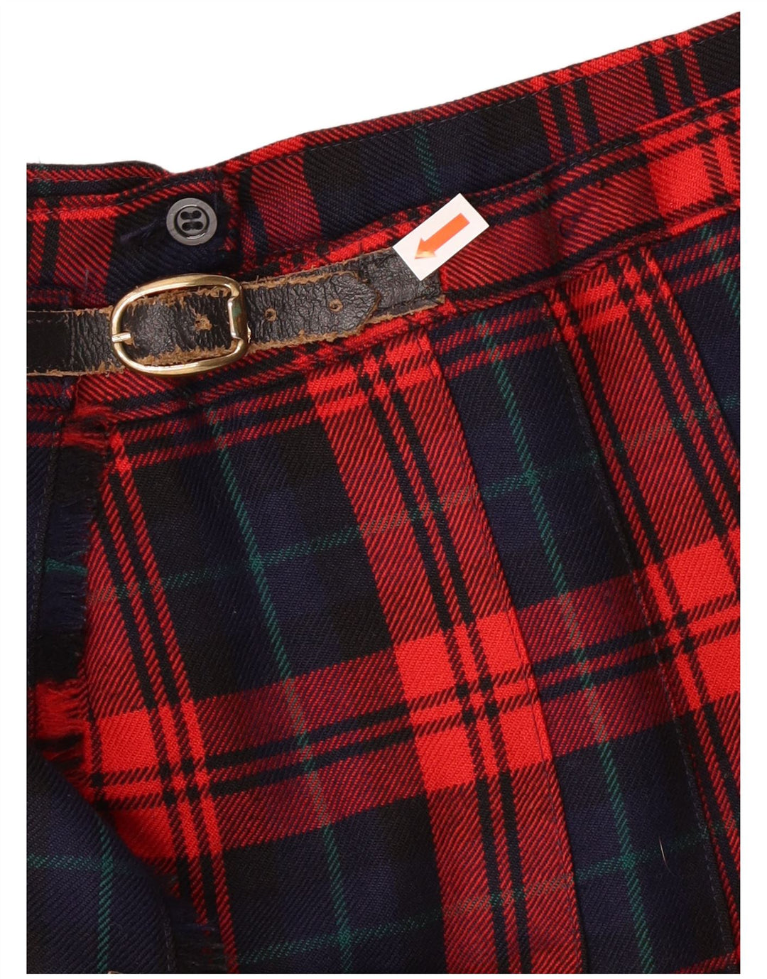 Vintage ženska plisirana suknja s noževima IT 42 srednje veličine W28 crvena karirana djevičanska vuna