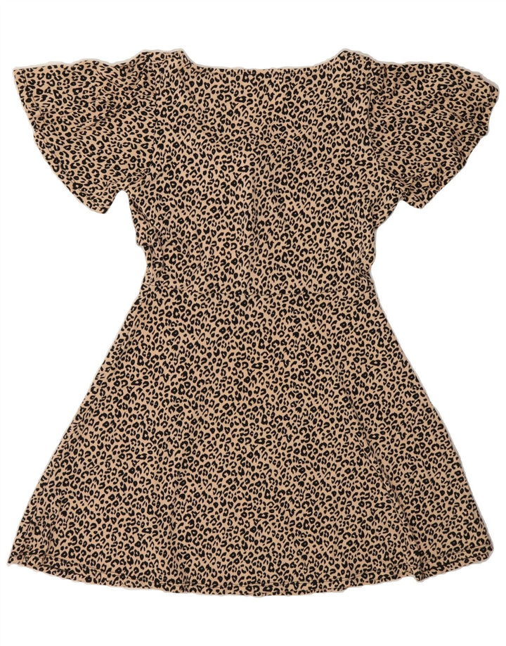 OASIS Womens A-Line Dress UK 14 Medium Beige Animal Print Polyester Vintage Oasis and Second-Hand Oasis from Messina Hembry 