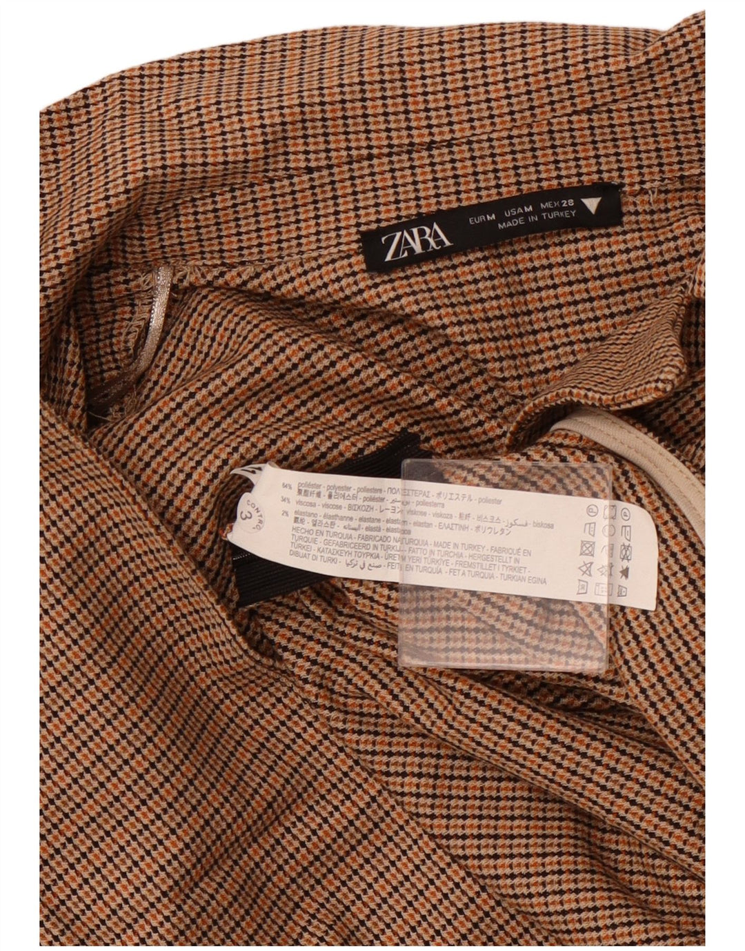 ZARA ženski kratki rukav dugih rukava UK 12 Srednje smeđi poliester u obliku ptičje zubice