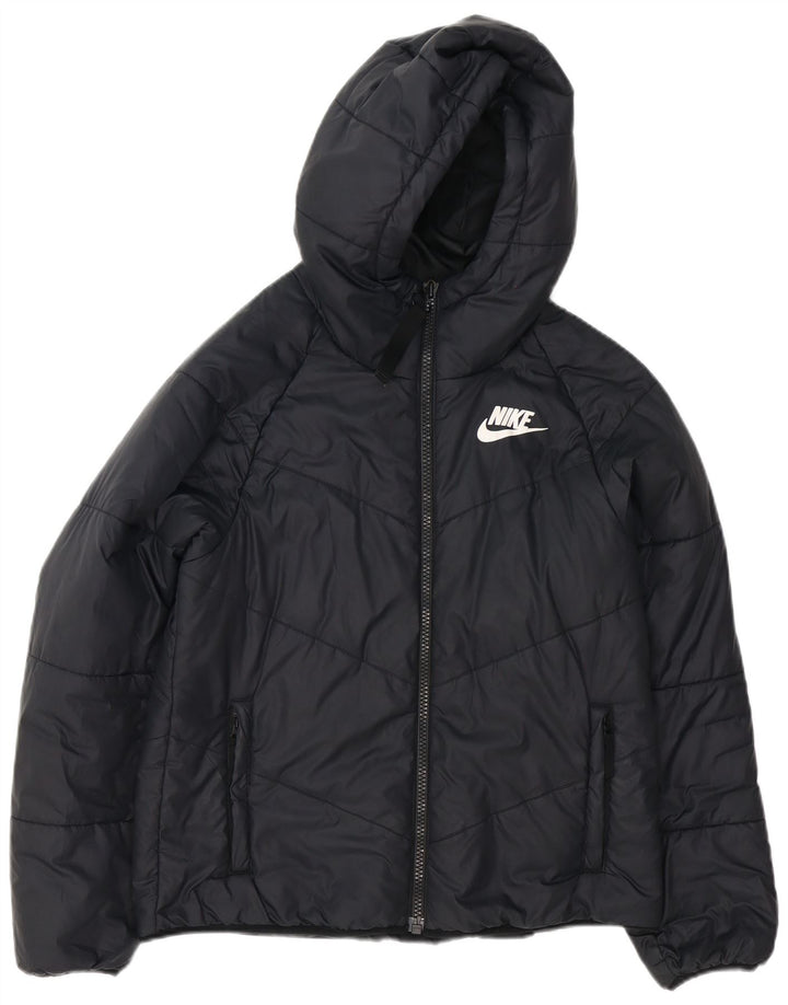 Nike ženska prevelika podstavljena jakna s kapuljačom UK 10 mala crna poliester