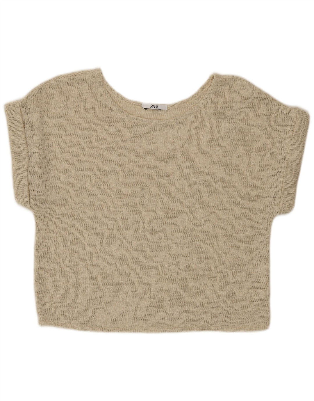 Zara ženski gornji dio kratke pletene bluze UK 16 Large Beige