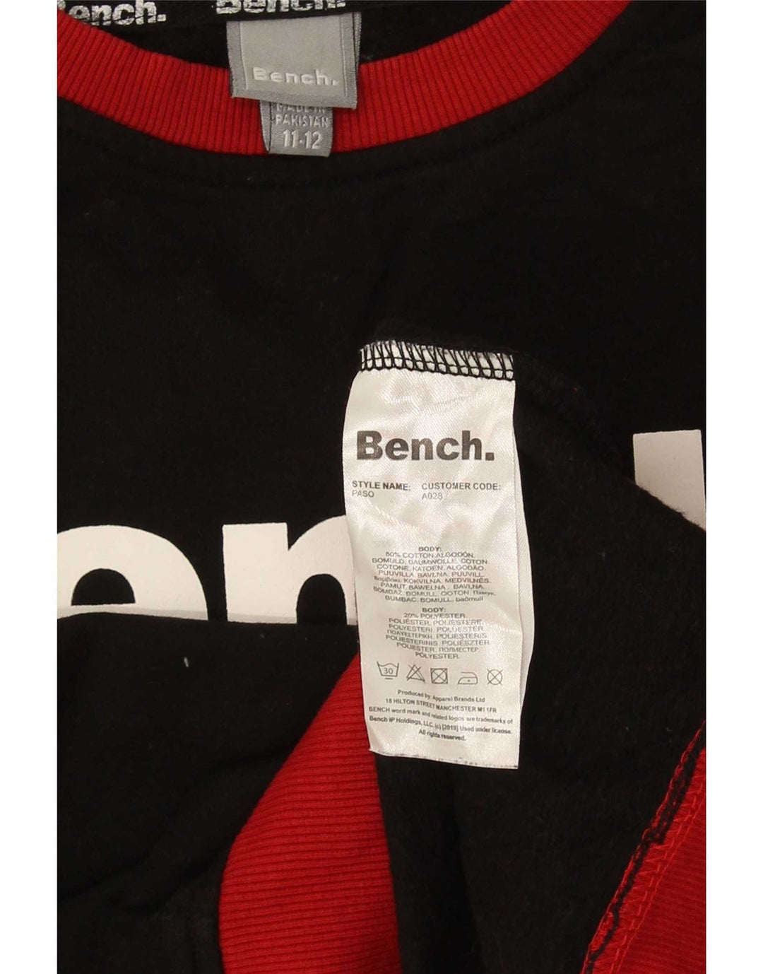 Bench Boys Graphic Sweatshirt Džemper 11-12 godina crni pamuk
