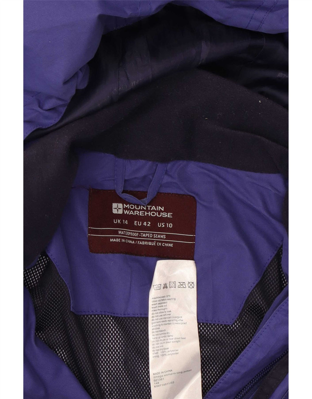 Mountain Warehouse ženski baloner s kapuljačom UK 14 veliki ljubičasti poliester