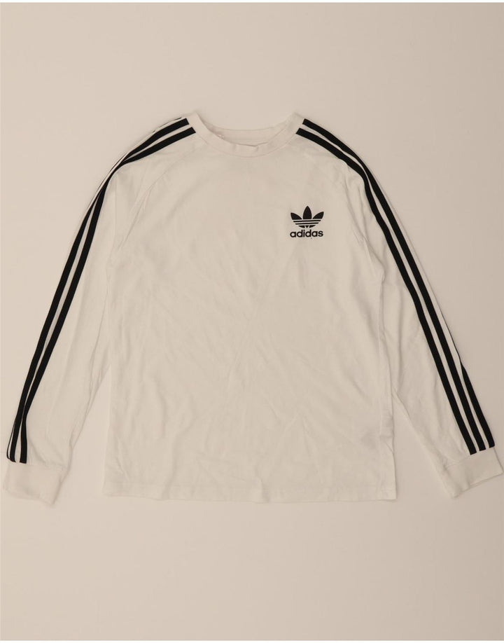 ADIDAS Boys Top Long Sleeve 11-12 Years White Cotton Vintage Adidas and Second-Hand Adidas from Messina Hembry 