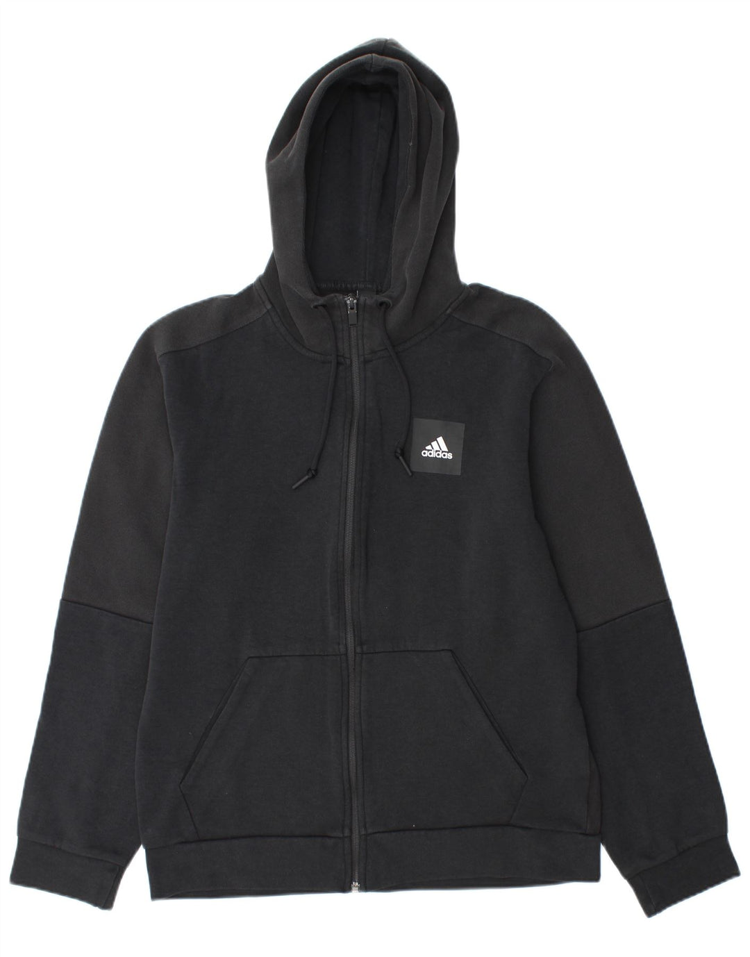 Adidas muški pulover s kapuljačom na patentni zatvarač Srednje crni pamuk