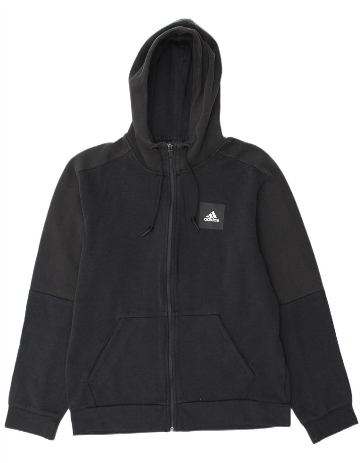 Adidas muški pulover s kapuljačom na patentni zatvarač Srednje crni pamuk