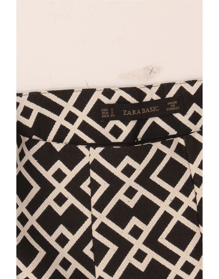 ZARA Womens Casual Shorts UK 8 Small W26  Black Geometric Polyester Vintage Zara and Second-Hand Zara from Messina Hembry 