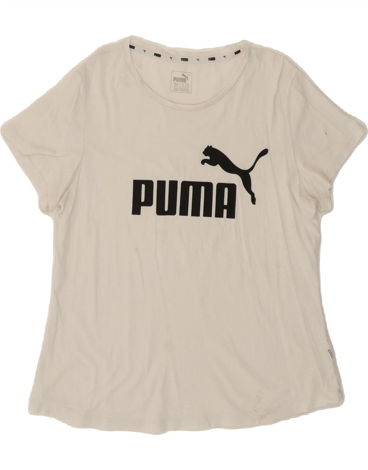 PUMA Womens Graphic T-Shirt Top UK 16 Large  White Vintage Puma and Second-Hand Puma from Messina Hembry 