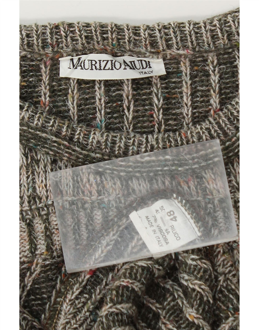 Vintage muški džemper s okruglim izrezom IT 48 Srednje zeleni akril