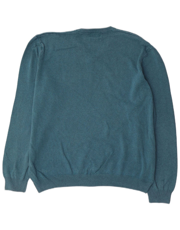 Marks & Spencer Mens V-Neck Jumper Sweater 2XL Blue Cotton