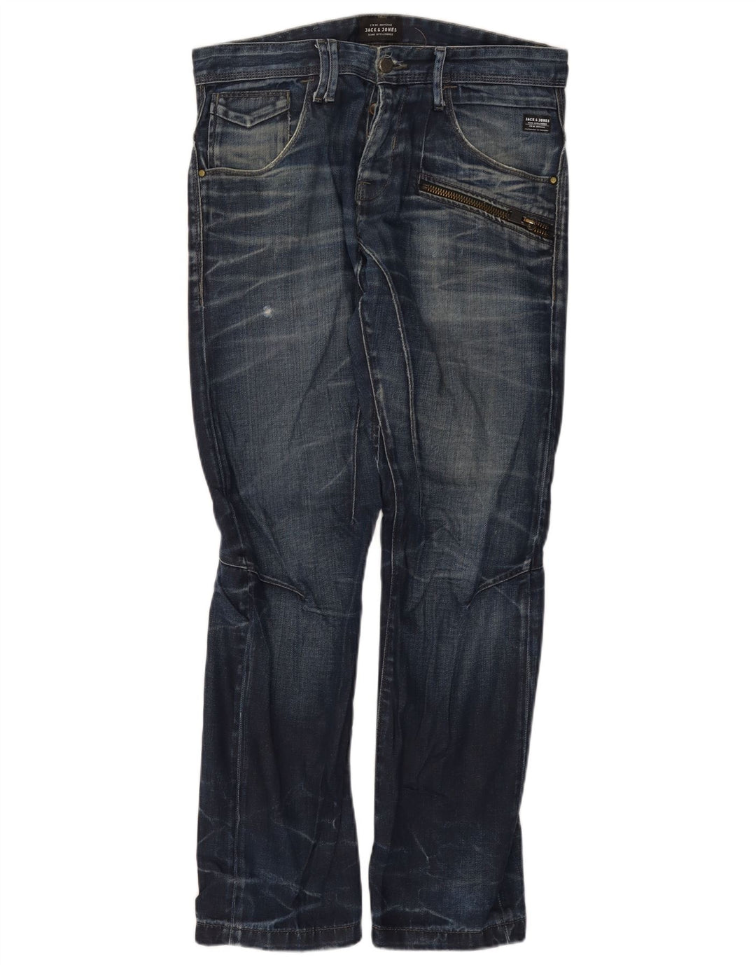 Jack & Jones muške ravne traperice W32 L32 plavi pamuk