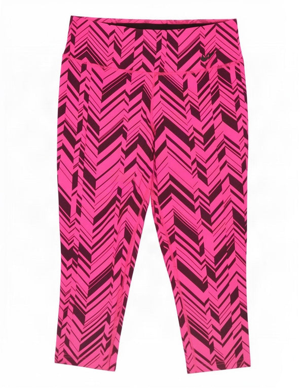 Nike ženske Dri Fit Capri tajice UK 14 srednje ružičaste geometrijske najlonske hlače