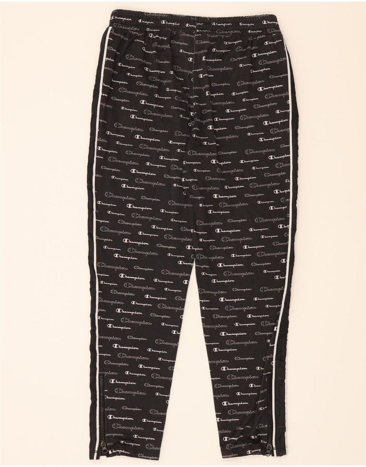 CHAMPION Womens Graphic Tracksuit Trousers UK 14 Medium  Black Polyester Vintage Champion and Second-Hand Champion from Messina Hembry 