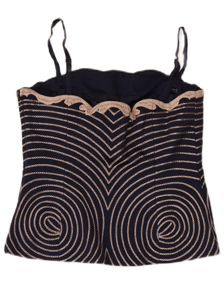 COAST Ženski gornji dio korzeta UK 10 Mali tamnoplavi cvjetni svileni