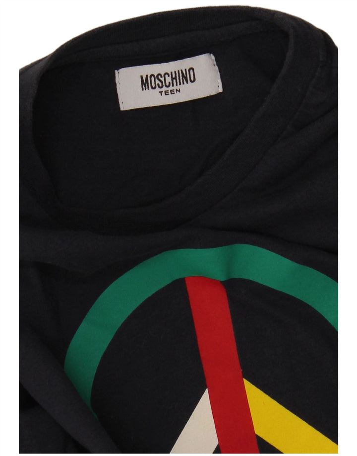 MOSCHINO Boys Graphic Top Long Sleeve 13-14 Years Navy Blue