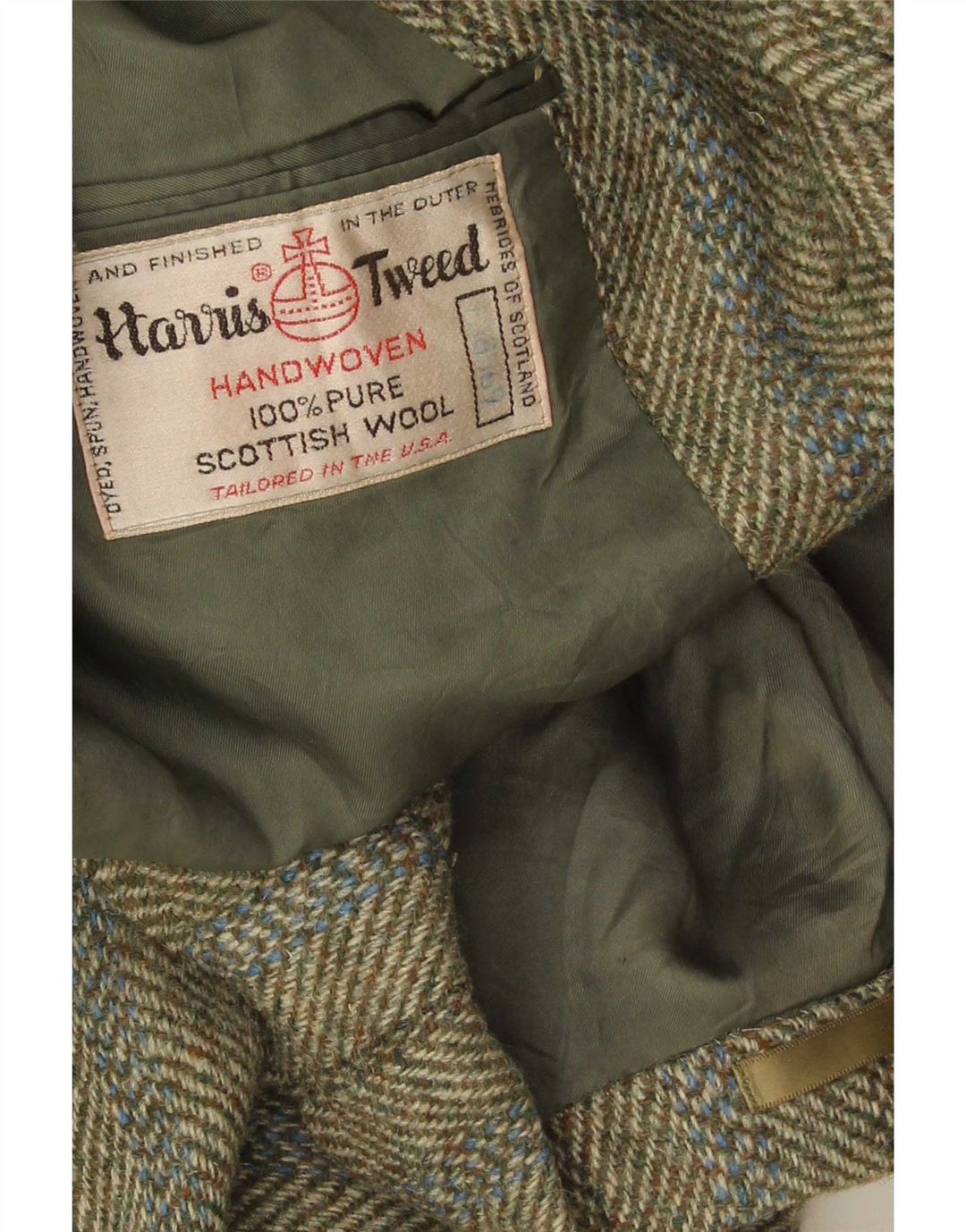 Harris Tweed Muški sako sa 3 gumba UK 38 Srednji kaki riblja kost