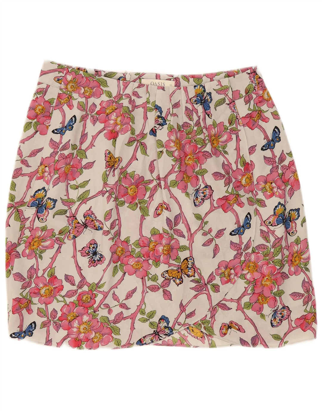 Oasis ženska mini suknja s omotom UK 12 Srednja W32 Višebojno cvjetno