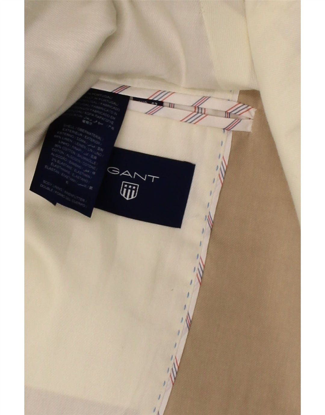 GANT Womens 2 Button Blazer Jacket UK 16 Large Beige Linen