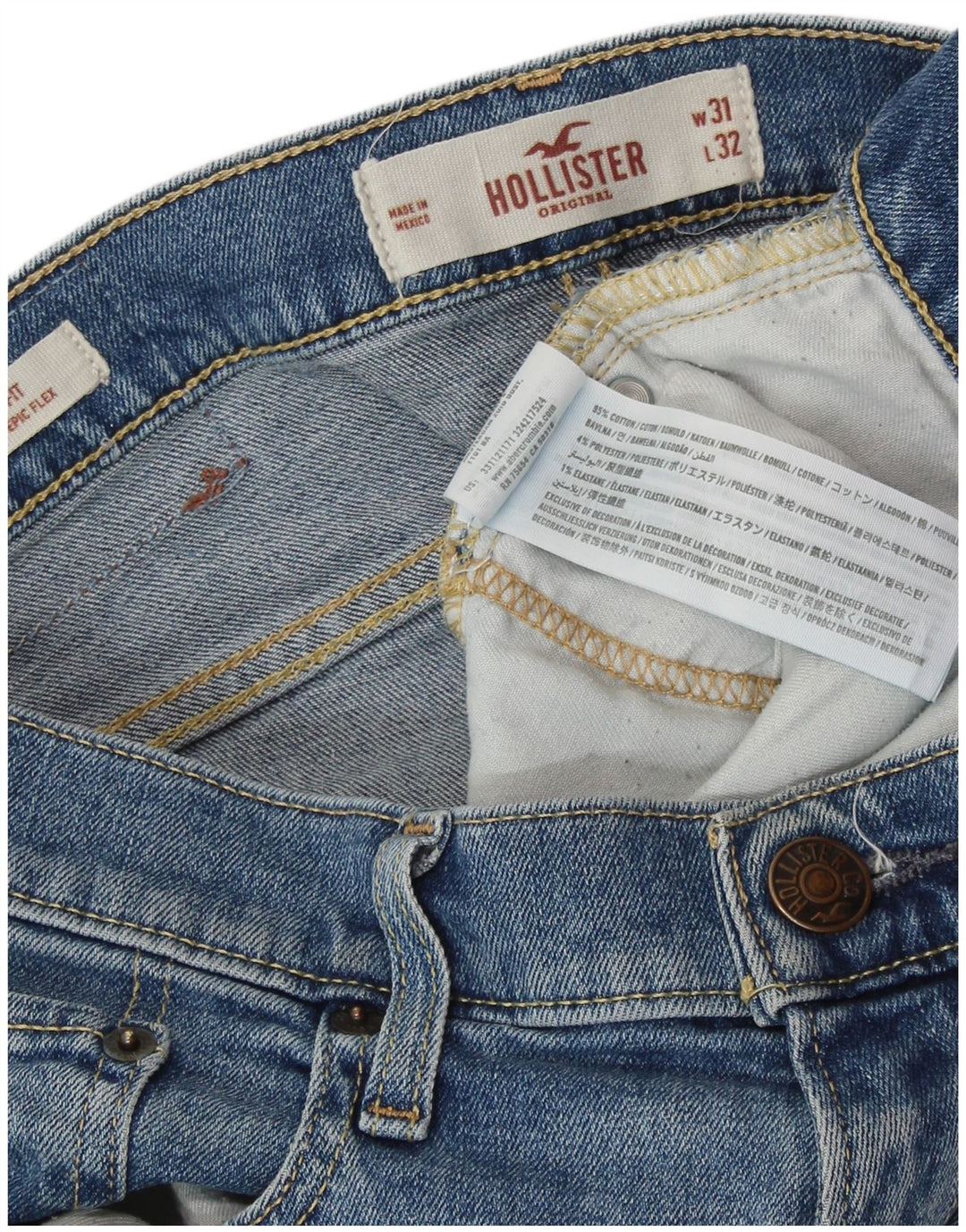 HOLLISTER Muške uske traperice W31 L32 Plavi pamuk