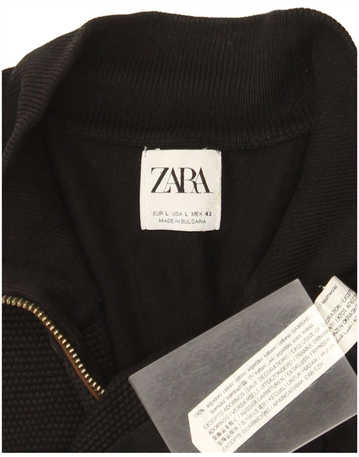 Zara muški kardigan pulover veliki crni pamuk