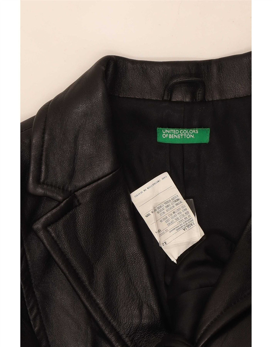 Benetton ženska kožna jakna sa 3 gumba IT 42 srednje crna koža