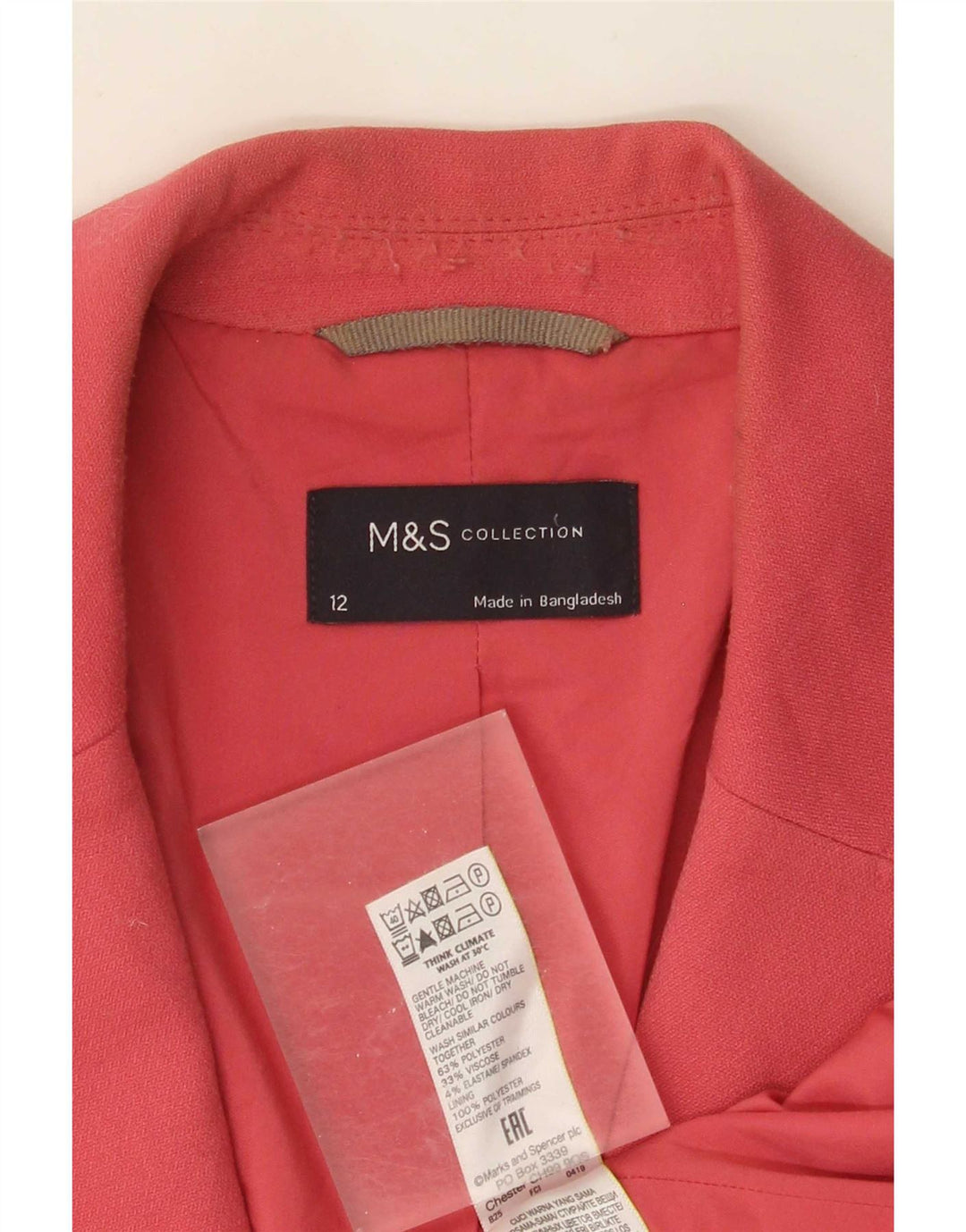 Marks & Spencer ženski sako sa 1 gumbom UK 12 srednje ružičasti poliester