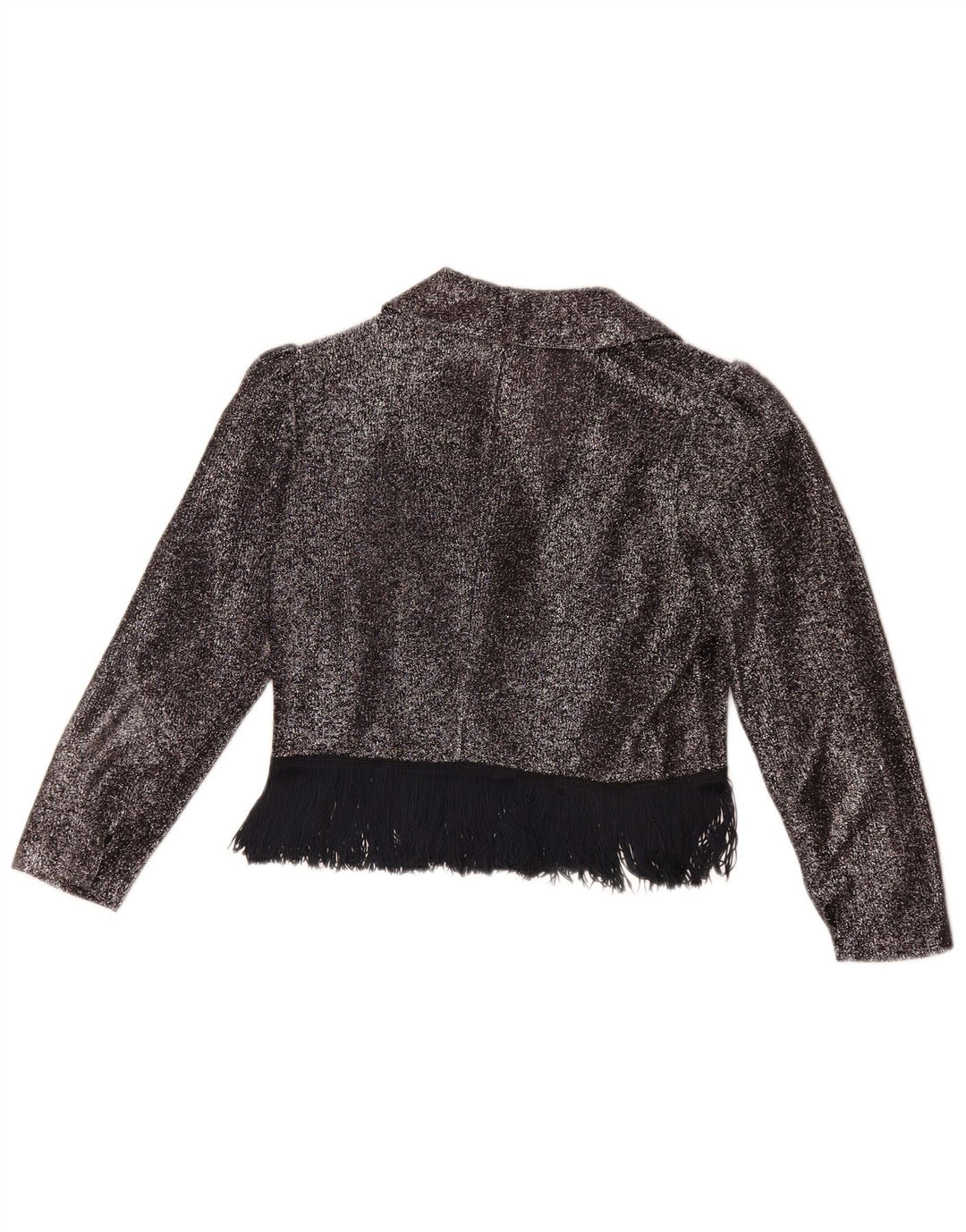Vintage ženska kratko košulja bluza UK 14 srednje srebrna