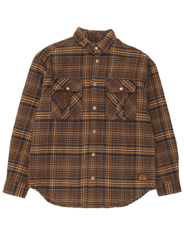 Jack & Jones Mens Lumberjack Flannel Shirt Large Brown Plaid Cotton
