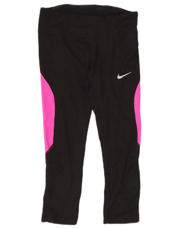 Nike Ženske Dri Fit Leggings UK 12 Medium Black Colourblock Poliester