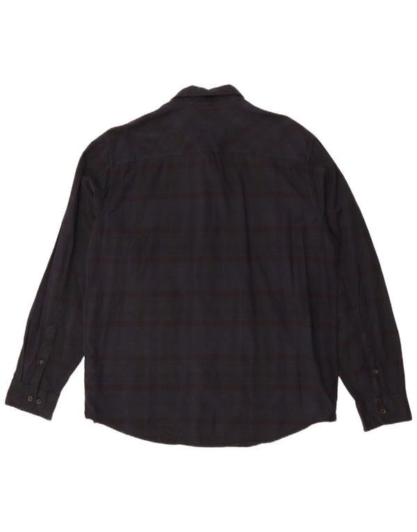 Timberland Mens Slim Fit Shirt 2XL Navy Blue Striped Cotton