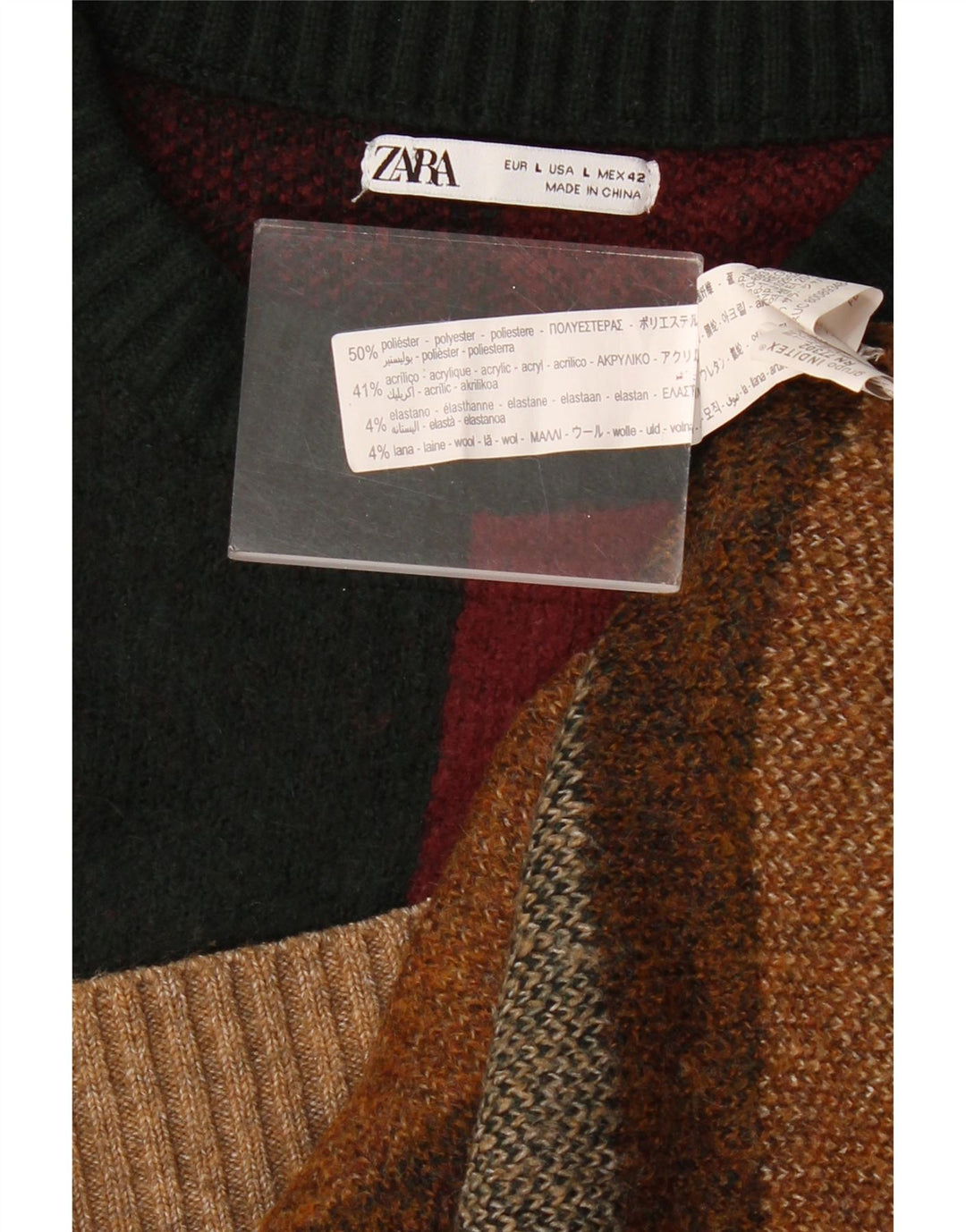 Zara muški džemper s lađastim izrezom, veliki raznobojni pulover