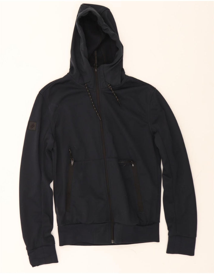 SUPERDRY Mens Zip Hoodie Sweater XS Navy Blue Polyester Vintage Superdry and Second-Hand Superdry from Messina Hembry 
