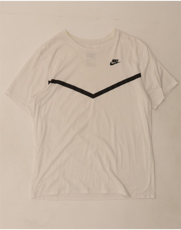 NIKE Mens Athletic Cut T-Shirt Top Large White Vintage Nike and Second-Hand Nike from Messina Hembry 