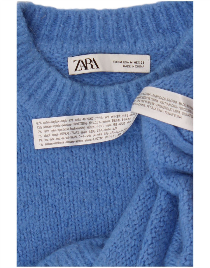 Zara ženski pulover s okruglim izrezom UK 14 Srednje plavi akril