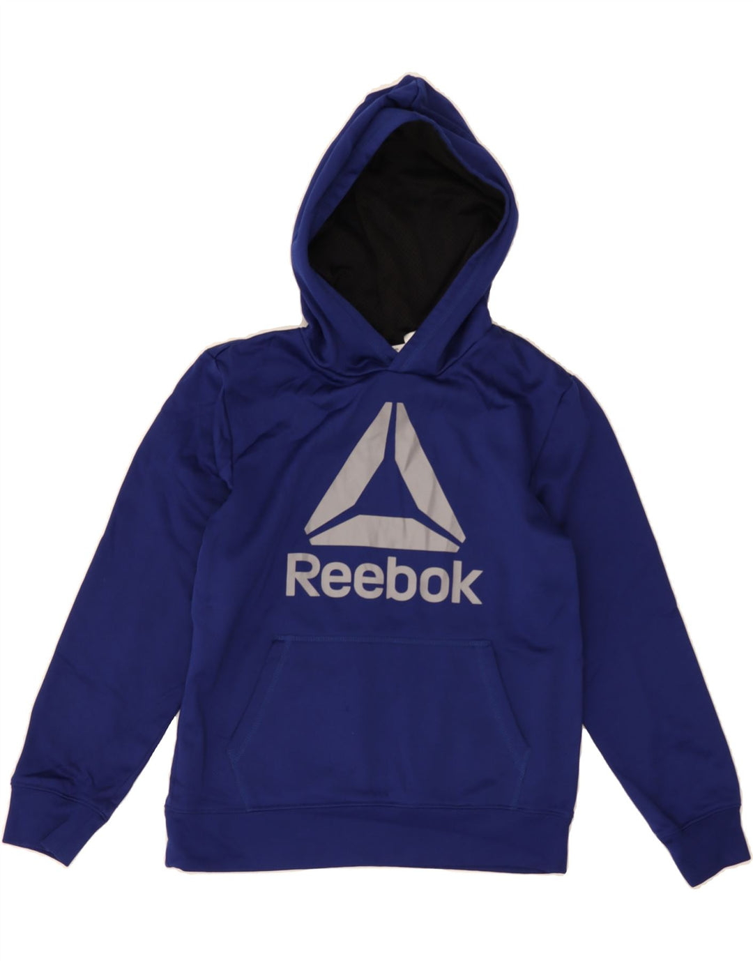 REEBOK Boys Graphic Hoodie Jumper 10-11 Years Large Blue Polyester Vintage Reebok and Second-Hand Reebok from Messina Hembry 